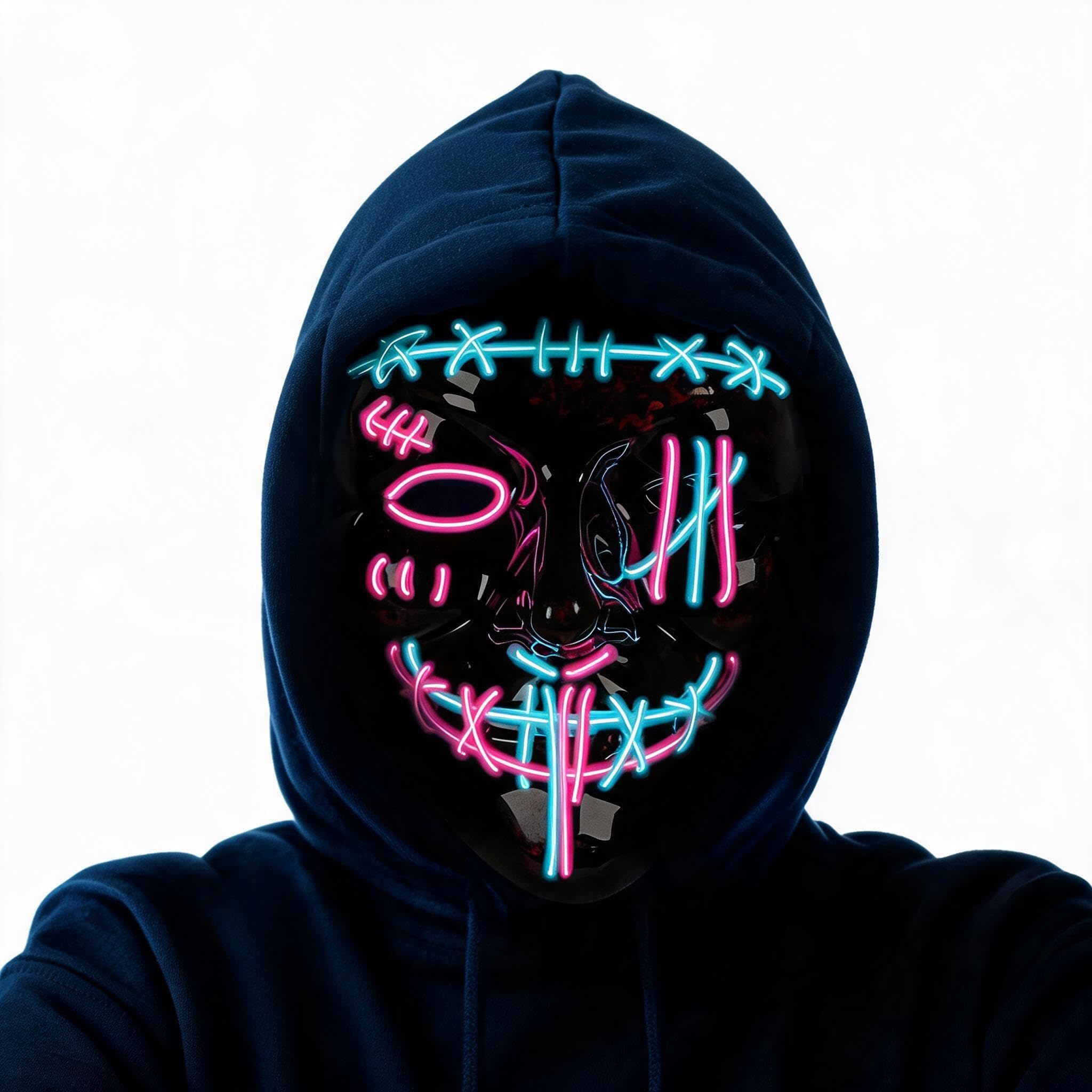 Led Purge Mask Halloween - 3er-Pack Halloween Gruselmaske LED-Maske LED-Purge-Maske LED-Leuchtmaske