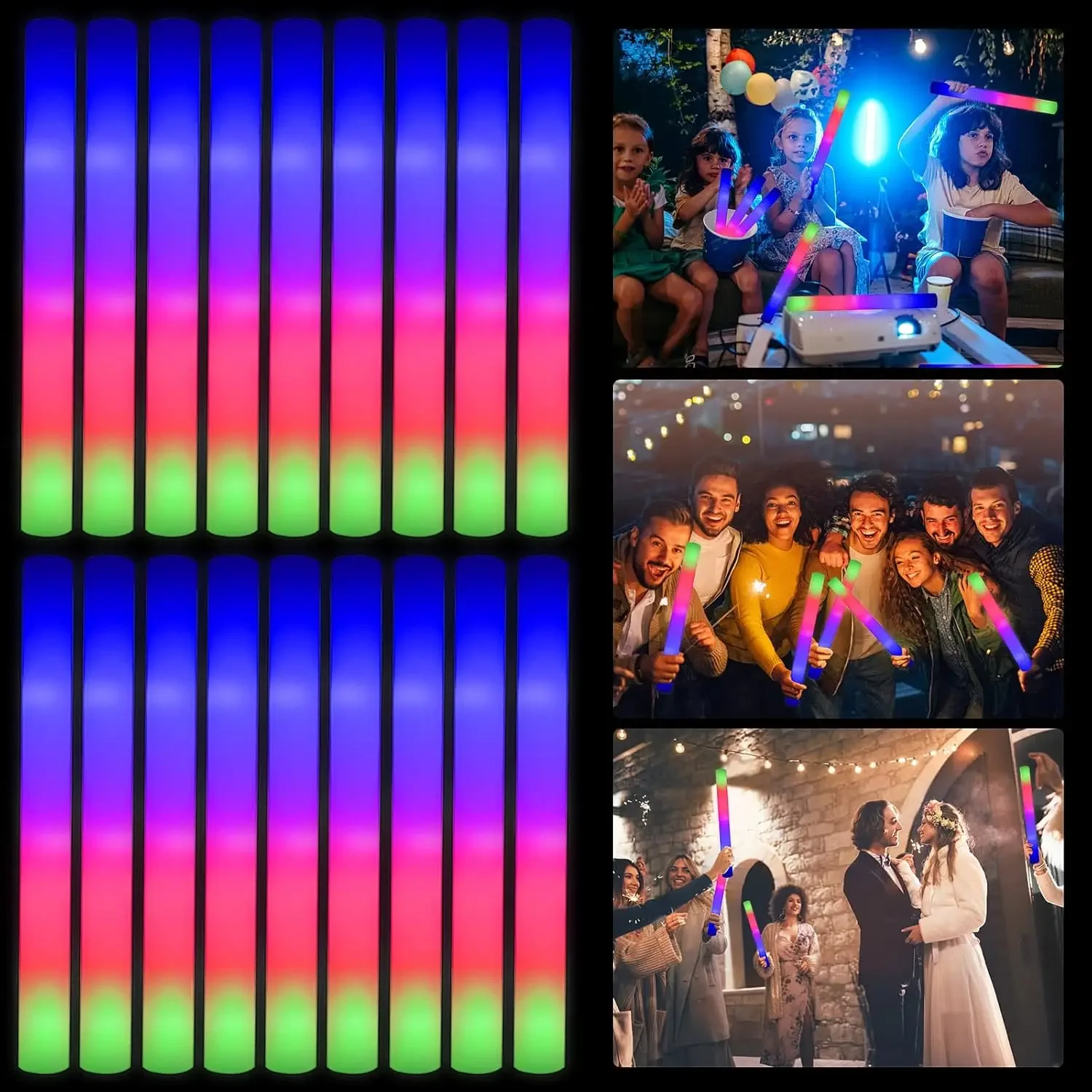 Flashing Led Foam Sticks Party - 1Z-50PCS LED-Schaumstoff-Leuchtstäbe für Weihnachten und Hochzeit