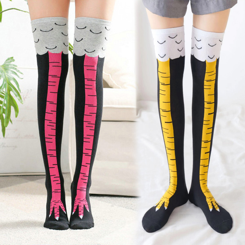 Funny Chicken Leg Socks - 1Pairs Frauen Drucken Knie Hohe Socken