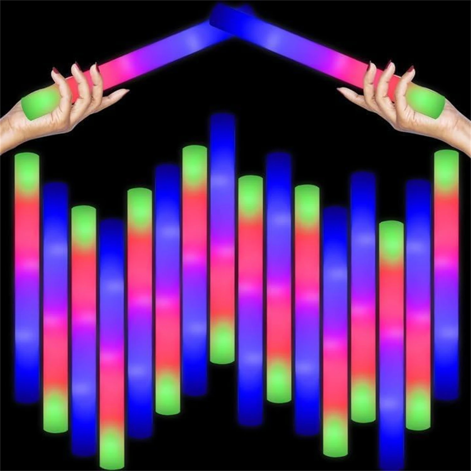 Flashing Led Foam Sticks Party - 50 Stück LED-Schaum-Leuchtstäbe, 8–10 Stunden blinkend,