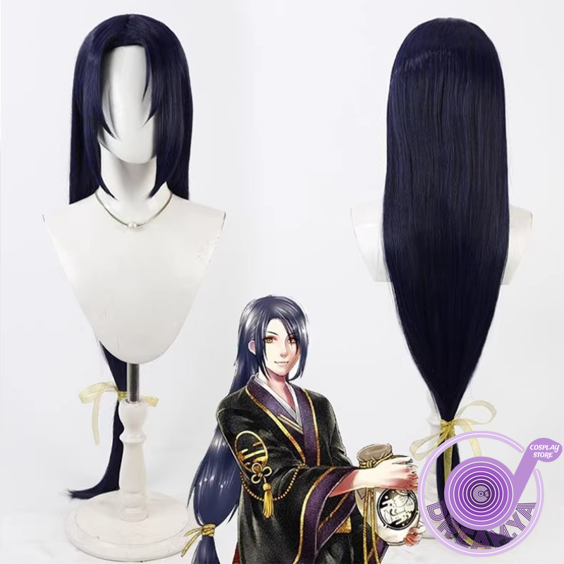 Anime Cosplay Wig Heat Resistant - Jiroutachi Cosplay-Perücke, Touken Ranbu, Marineblau, langes