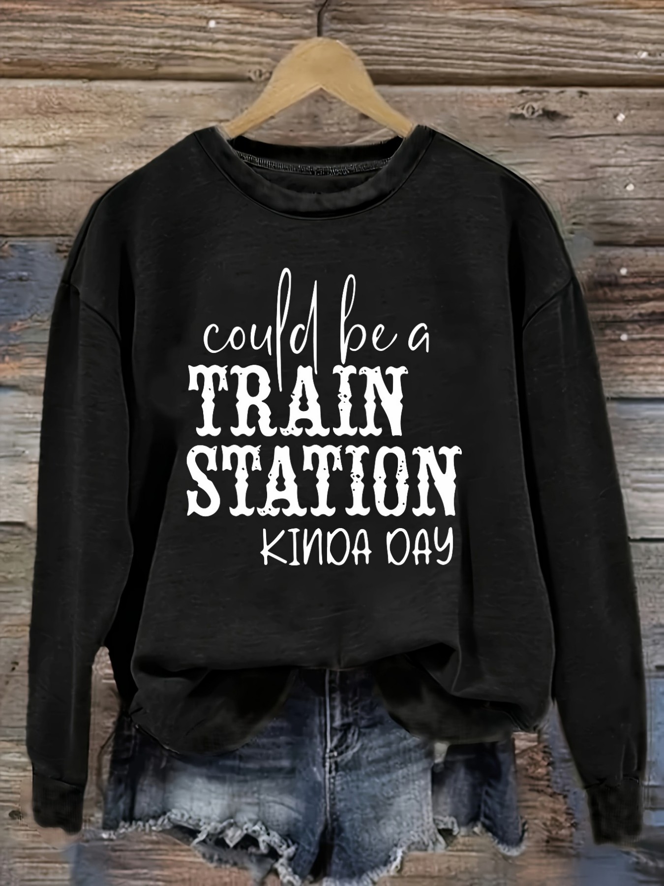 Costumes - Damen-Freizeit-T-Shirt mit langen Ärmeln und Rundhalsausschnitt,