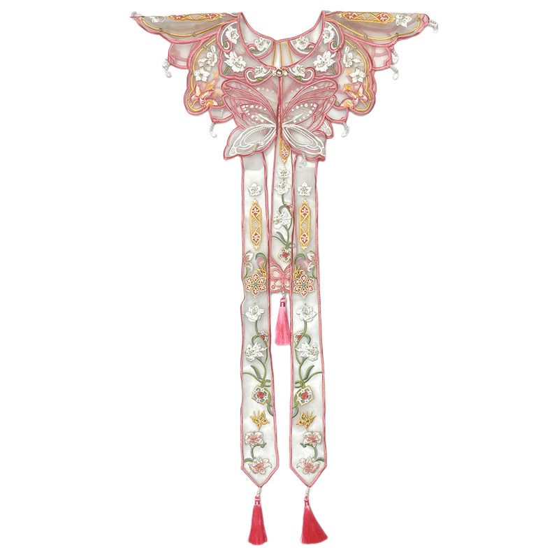 Costumes - Chinesisches Hanfu Yunjian Schulterkragen Schmetterlings-Stickerei Quastenschal