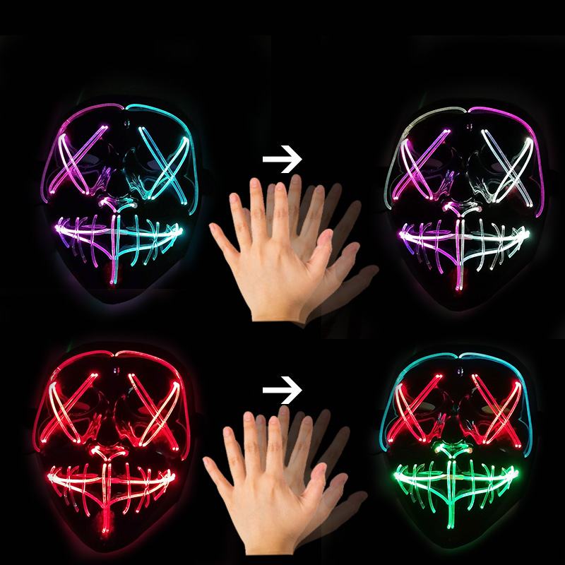 Led Purge Mask Halloween - Gestensteuerbare LED-Maske Leuchtende Halloween-Purge-Maske Cosplay-Performance-Kostüm-Requisiten