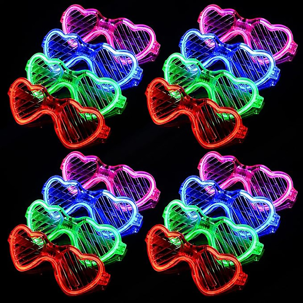 Glow In The Dark Party Glasses - 5/10/20/30/50 leuchtende Brille, herzförmige LED-Brille, leuchtet