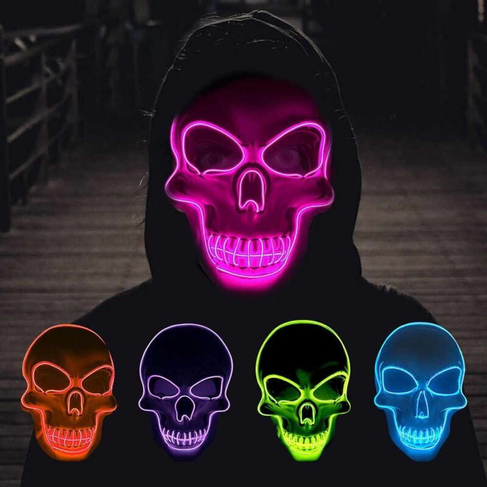 Led Purge Mask Halloween - Modische Horror-Halloween-Totenkopfmaske mit LED-Licht, Cosplay-Kostüm, Halloween-Partyzubehör