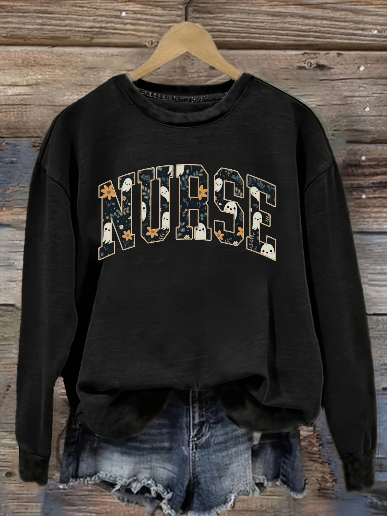 Costumes - Damen-Freizeit-T-Shirt mit langen Ärmeln und Rundhalsausschnitt,