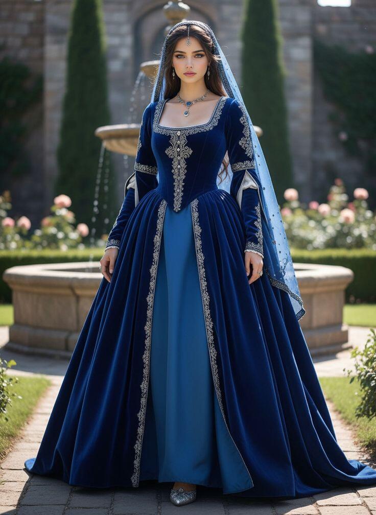 Medieval Renaissance Dress Women - Mittelalterliches Tudor Royal Renaissance Blaues Ballkleid