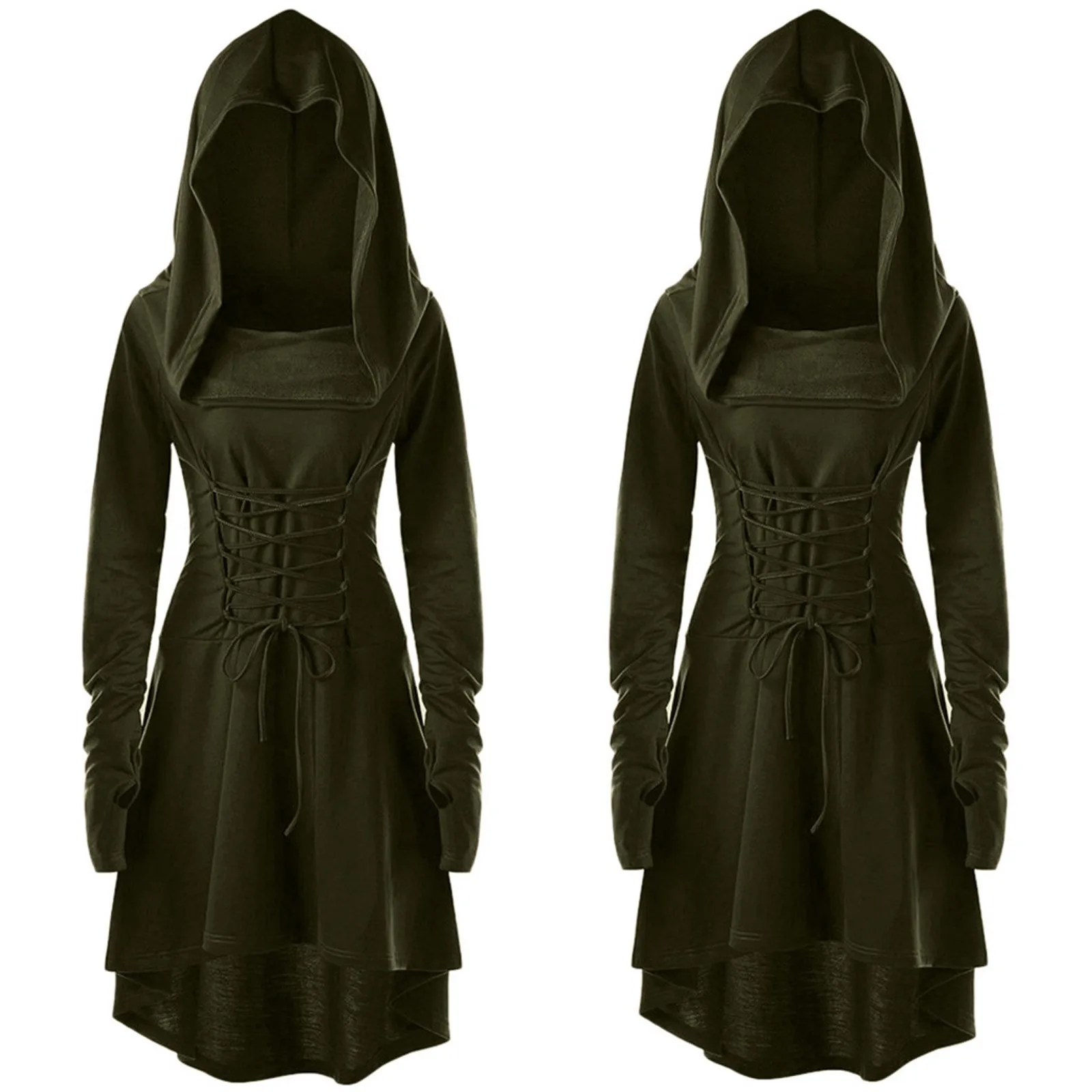 Medieval Renaissance Dress Women - Mittelalterliches Froest Damen Bogenschützenkostüm mit Kapuze
