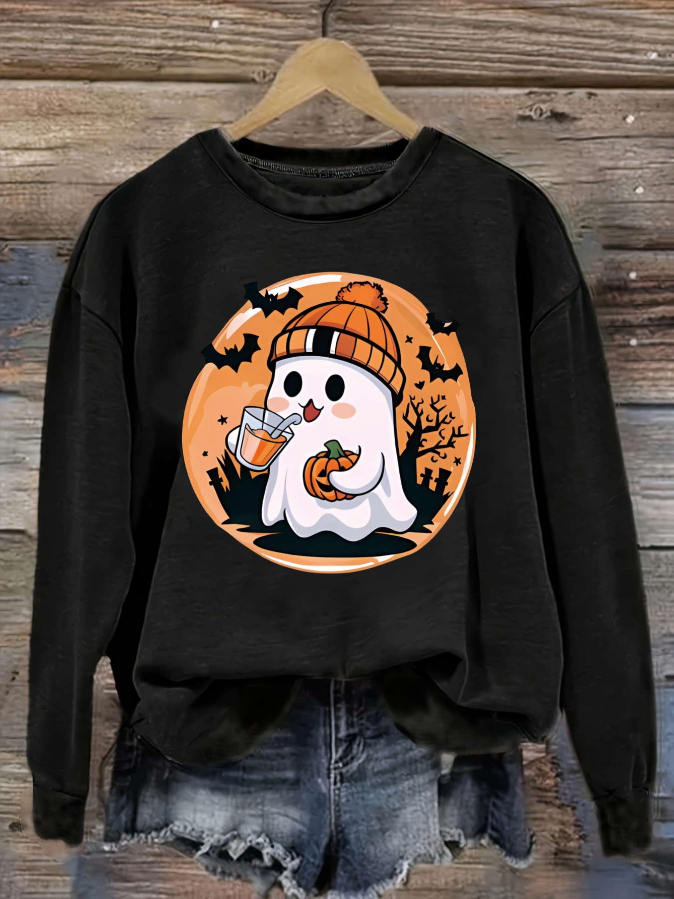 Costumes - Damen-Freizeit-T-Shirt mit langen Ärmeln und Rundhalsausschnitt,