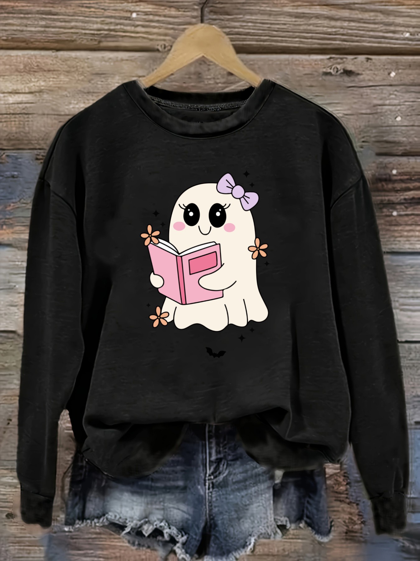 Costumes - Damen-Freizeit-T-Shirt mit langen Ärmeln und Rundhalsausschnitt,