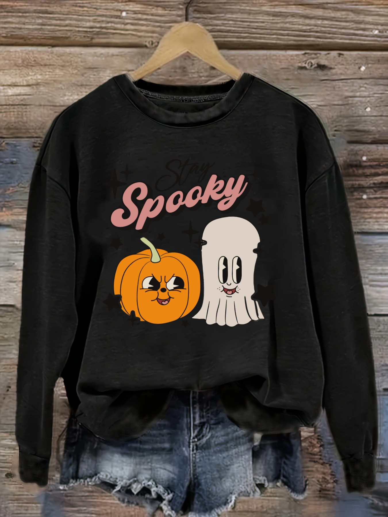 Costumes - Damen Casual Langarm-T-Shirt mit Rundhalsausschnitt, „Stay