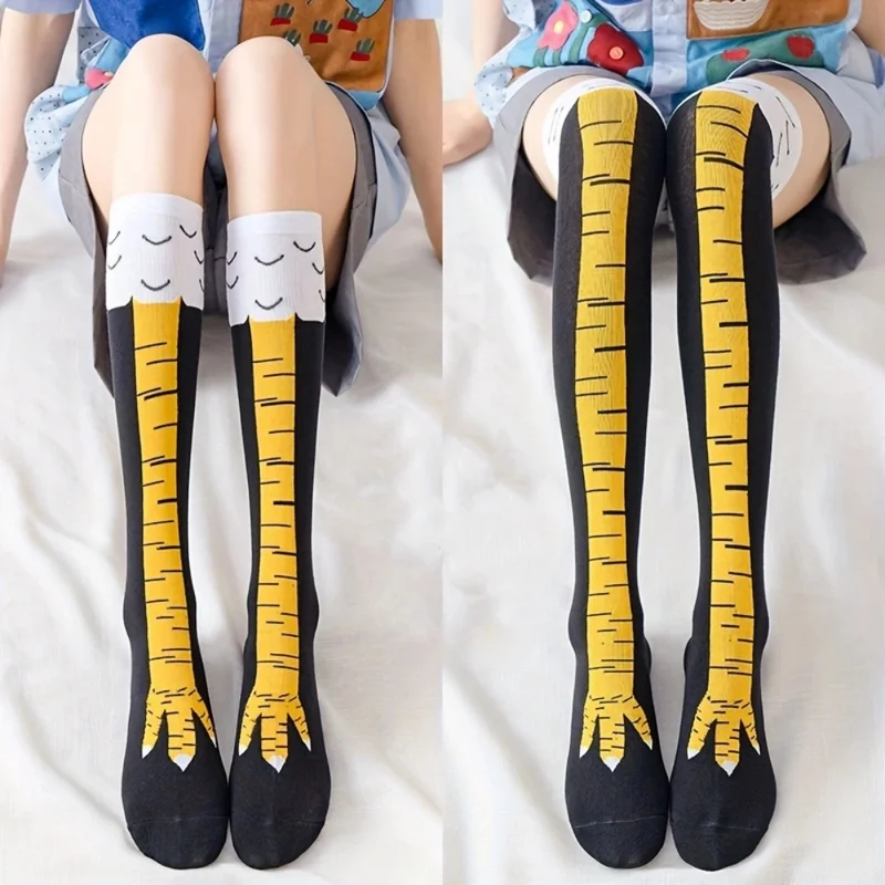 Funny Chicken Leg Socks - 1/2 Paar Hühnerpfoten-Socken für Damen, überkniehohe
