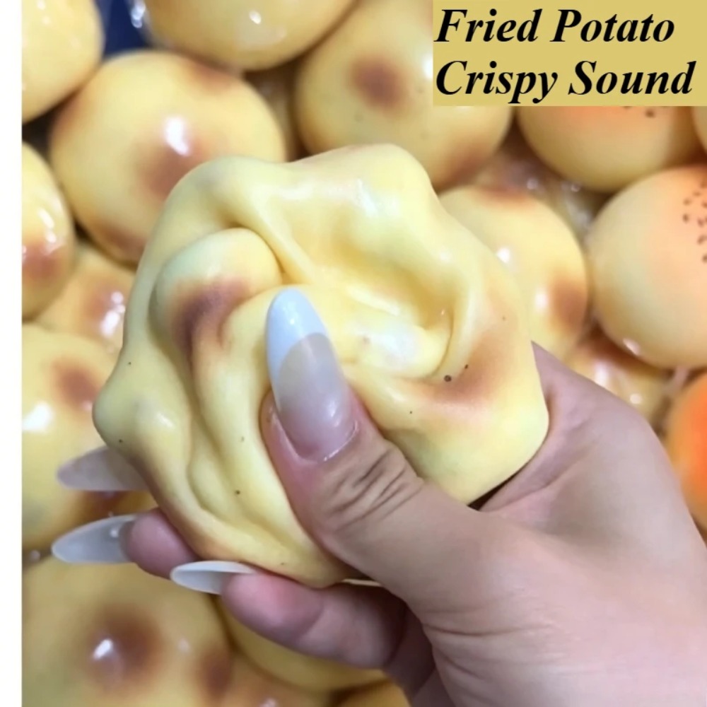 Novelty Gifts - Frittierte Kartoffel-förmiges Squishy-Spielzeug mit Knistergeräusch, Stressabbau-Spielzeug,