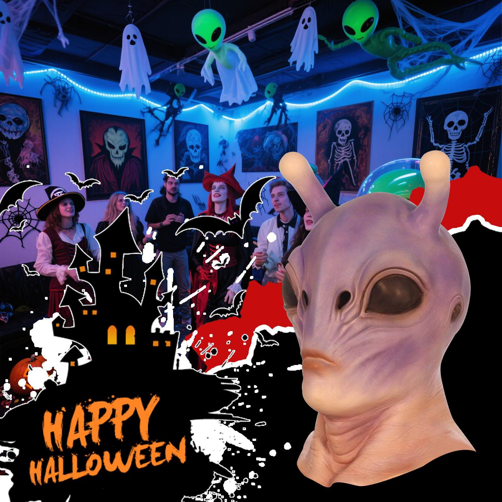 Latex Alien Mask Realistic - Voller Kopf Realistische Halloween Alien Maske