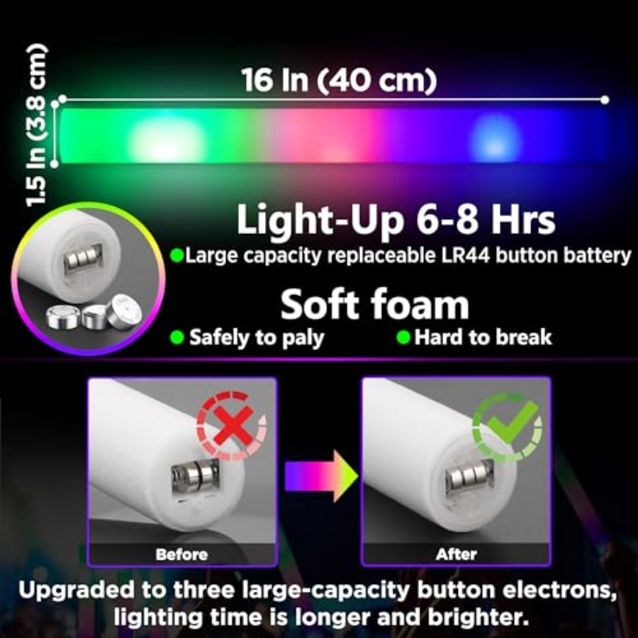 Schaumstoff-Leuchtstäbe im Gro – Flashing Led Foam Sticks Party Bewertung und Preis