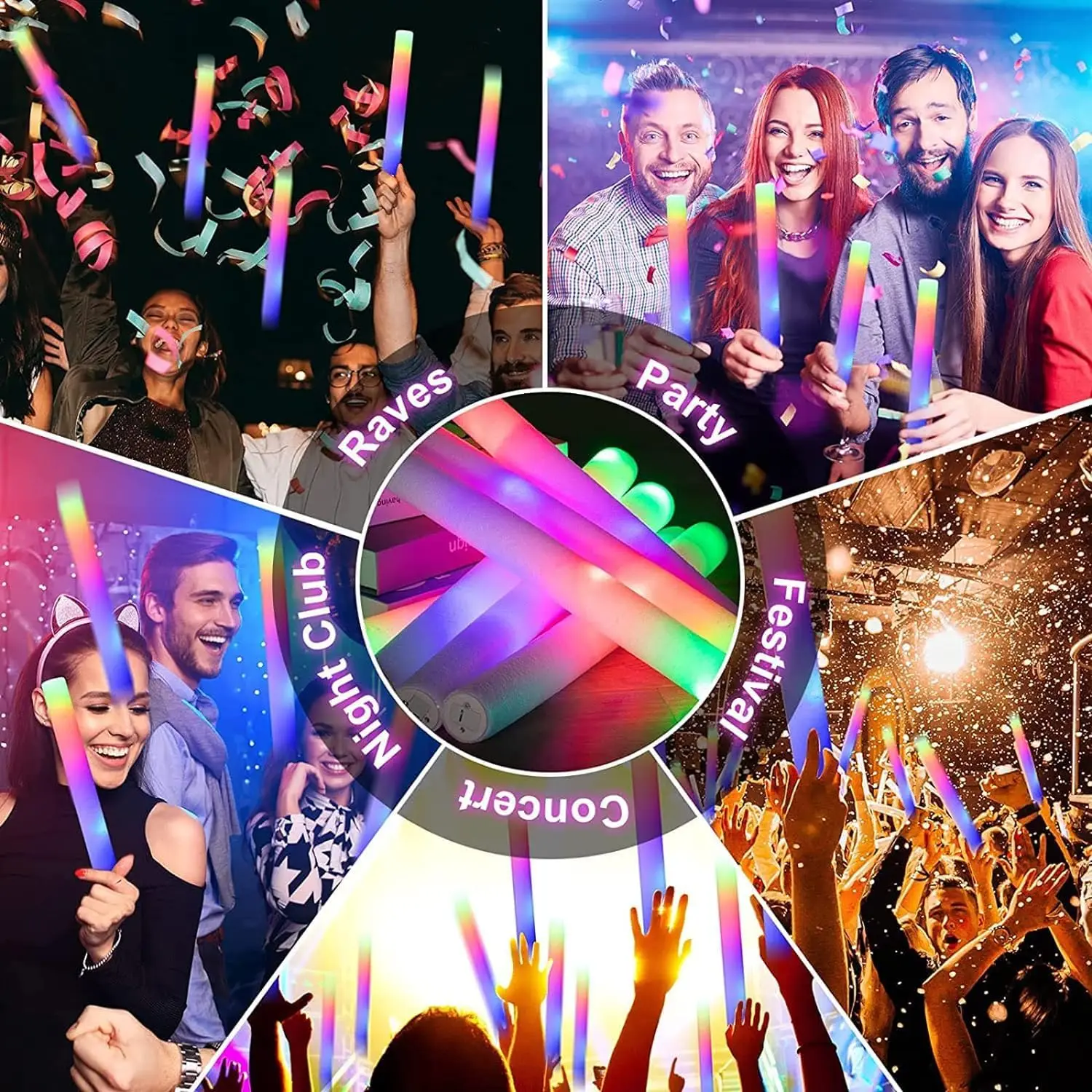 50 Stück LED-Schaum-Leuchtstäb – Flashing Led Foam Sticks Party Bewertung und Preis