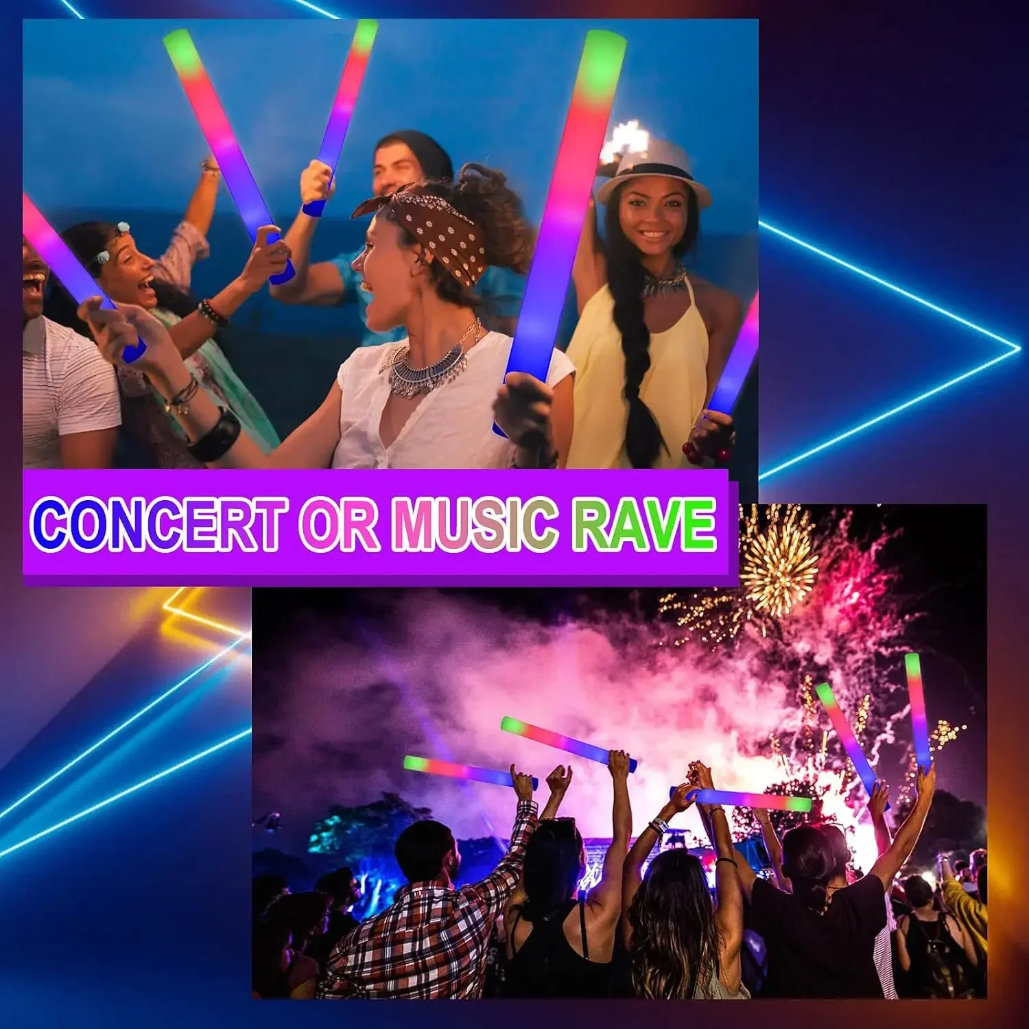 50 Stück LED-Schaumstoff-Leuch – Flashing Led Foam Sticks Party Bewertung und Preis