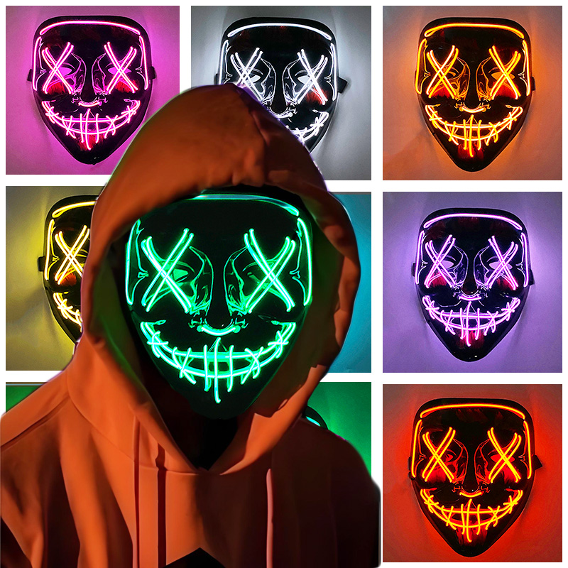 Glowing Cosplay EL Draht neon  – Led Purge Mask Halloween Bewertung und Preis