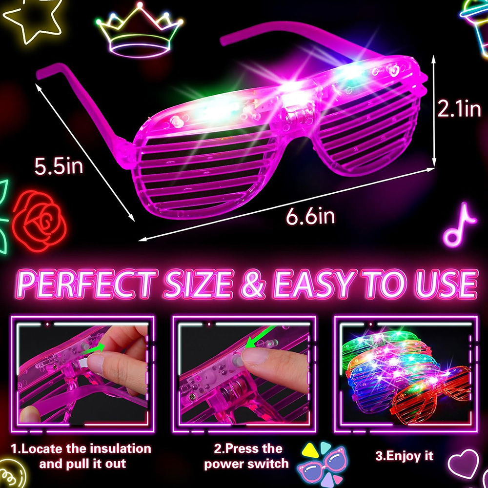 LED-Brille, 6 Neonfarben, leuc – Glow In The Dark Party Glasses Bewertung und Preis